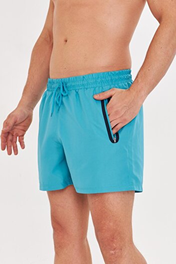TRENDHİLL Men's Swim Shorts - Swimsuit Turquoise - 2607-t