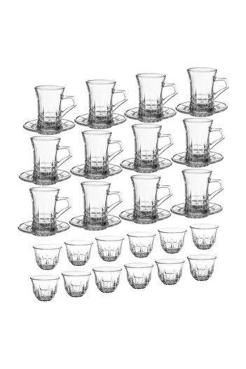 ABAREEK 36-piece clear glass tea set consisting of 12 tea cups + 12 tea saucers + 12 coffee cups
