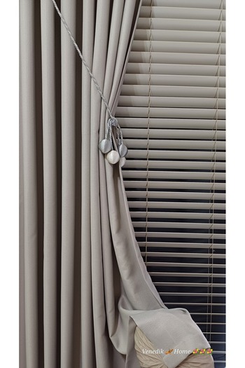 venedik home Stone Color Linen Background Curtain 1X3 Dense Pleated Custom Made (4 Bulk Accessories Gift)