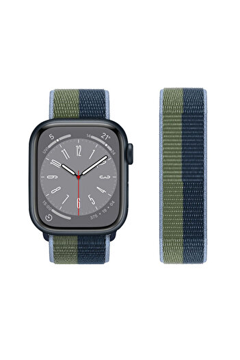 REDz Accessories Curea din nailon, compatibilă cu Apple Watch, Hedgehog, elastică, două culori, verde-albastru - 44/45/46/49 mm