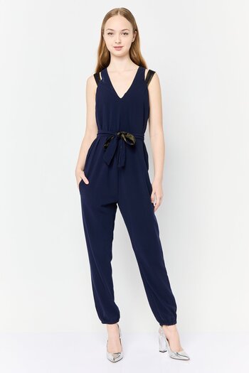 Harmont & Blaine Women Plain Sleeveless Jumpsuit, Navy