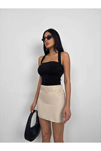 vuvutasarım New Season Women's Mini Skirt with Belt Detail - 23S02010