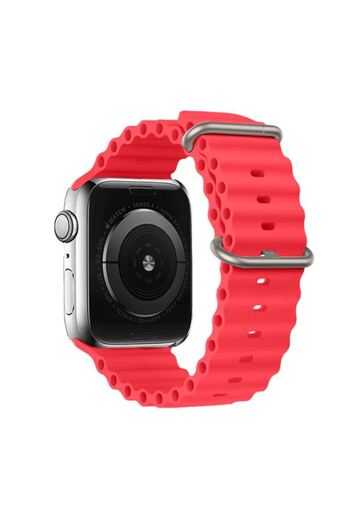 REDz Accessories Sport Band for Apple Watch, Ventilated, Waves Pattern, Red - 44/45/46/49 mm