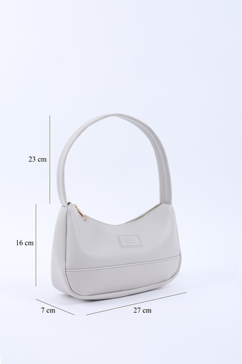 SHAKA Gray Shk229 Faux Leather, Single Compartment with Zipper, Baguette Model Hand, Arm and Shoulder Bag