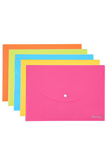 Deli Plastic Button Folder A4 Neon Colors Deli
