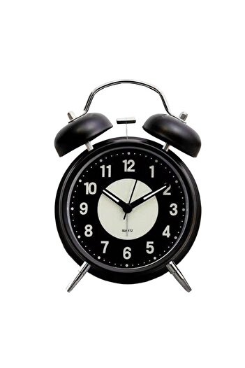 PUFO Twinkle alarm clock with dial lighting button, metal, 15 cm, black