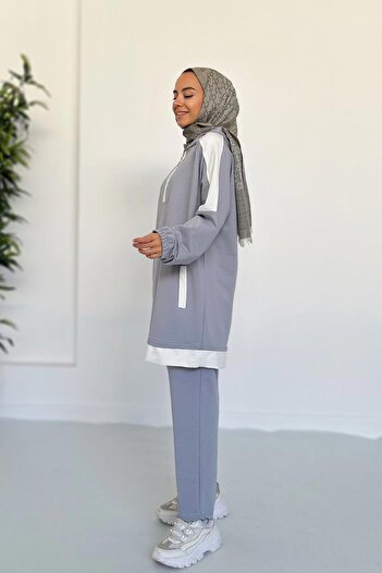Ka Hijab Hood Detail Two Thread Set - Gray