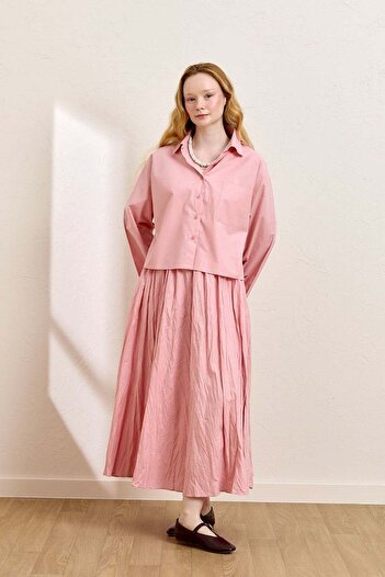Ceylan Otantik Soft Pink Crashed Balloon Skirt