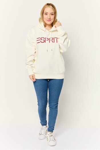 Esprit Women Brand Logo Long Sleeve Hoodie, Off White
