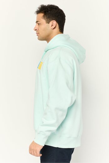 Esprit Men Hood with Drawstring Printed Hoodie, Mint Green