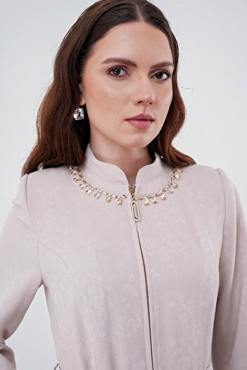 Zühre Beige Topcoat with Belted Accessory Detail 13488