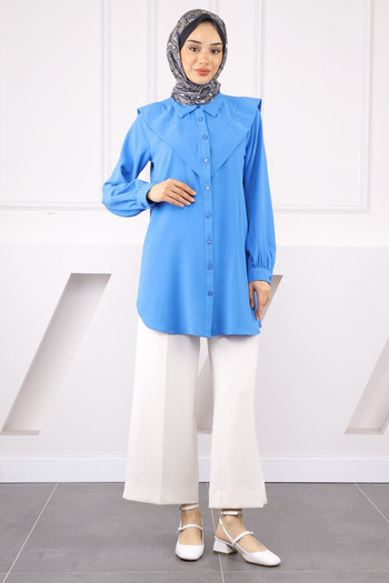 İmajButik Saks Blue Linda Tunic με μπροστινή λεπτομέρεια