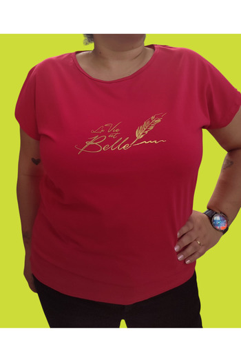 Barato Women's Trend Printed T-Shirt in Plus Size Cotton