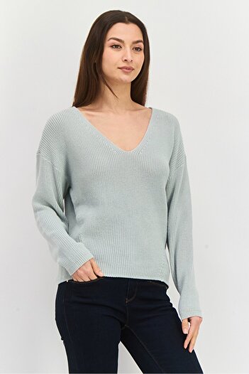 Gentle Fawn Women V-Neck Textured Sweater, Mint