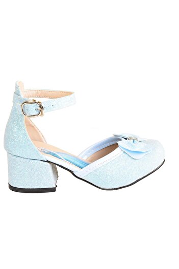 minibonito Elsa Girl's Shiny Glitter Heeled Evening Dress Shoes
