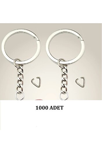 BEİLYS COSMETİCS & ACCESSORY Metal Keychain Ring Silver Color Triangle Apparatus 1000 Pieces 2.5 cm Flat Crush