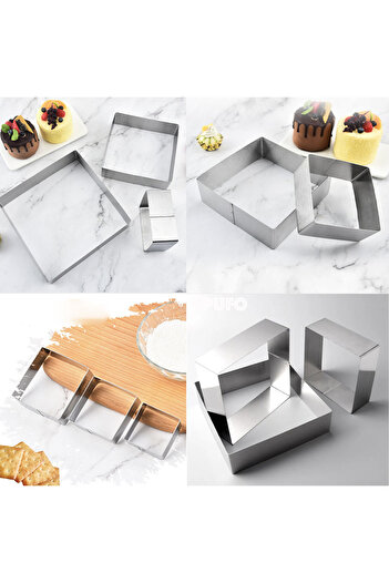 PUFO Set de 3 forme metalice pentru tort, pentru blaturi de tort, fursecuri, oțel, argintiu