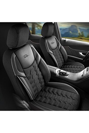 Panda Panda Berlin Car Seat Cover Set, black with gray stitching, 11 pieces