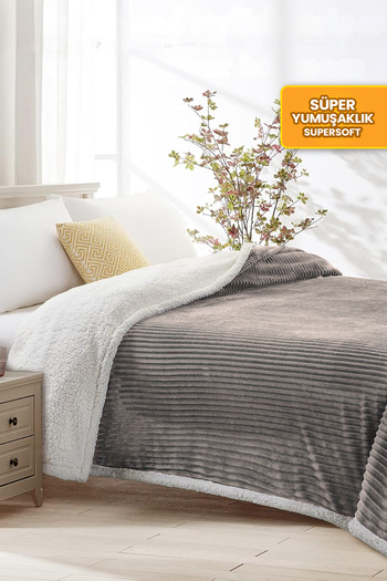 Evlen Home Collection Sherpa Blanket - Double, Soft Plush and Wellsoft Bedspread