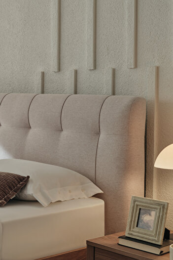Enza Home Paloma Başlıklı Karyola 2'li Set - Krem