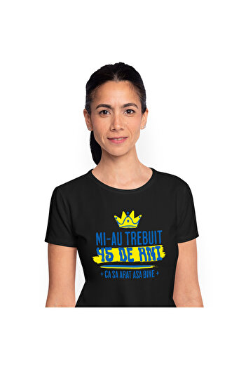 StoryGift Romania Tricou Femei cu Design Colorat Coroana Regala Text In Limba Roamana Varsta Anive,Black_XS