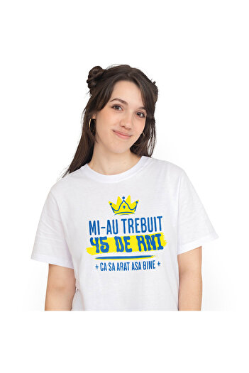 StoryGift Romania Tricou Femei cu Design Colorat Coroana Regala Text In Limba Roamana Varsta Anive,White_XL