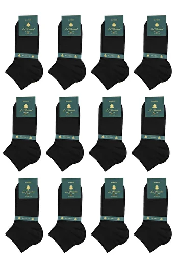 La Pescara Black Plain Ultra Luxury 12 Pack Bamboo Half Men's Socks Crp347