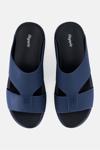 Algspar Men 2 Strap Slip On Arabic Sandals, Navy
