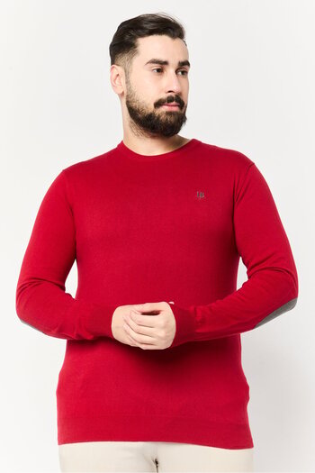 Harmont & Blaine Jeans Men Crew Neck Embroidered Logo Sweater, Red