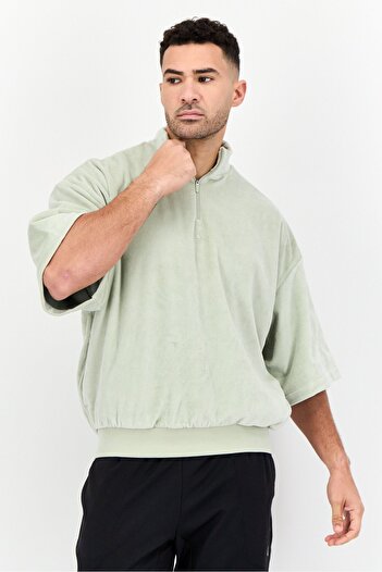 adidas Men Sportswear Fit Short Sleeve Outdoor Sweatshirt, Sage Green