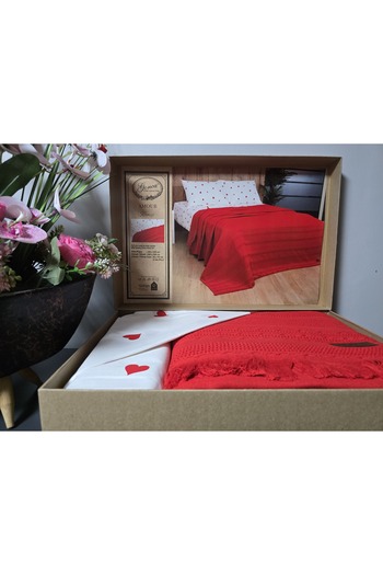 GONCA Lamazihome Double Red Heart Cotton Pique Set
