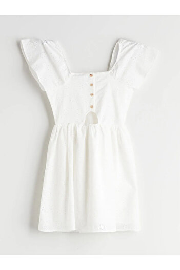 LC Waikiki Lcw Kids White Square Collar Girl Dress