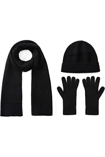 COOYA Warm Three-Piece Suit, Including Scarf, Hat and Gloves, Thick and Warm, Suitable for Men and Women