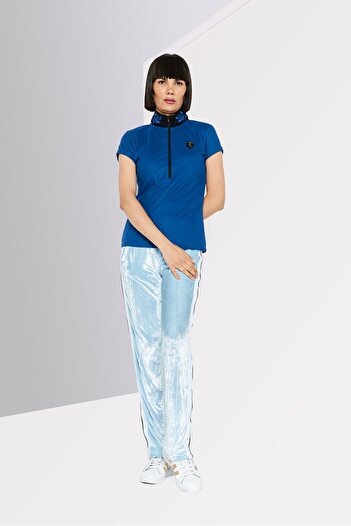 Scuderia Ferrari Women Regular Fit Embroidered Short Sleeve Polo Shirts, Blue