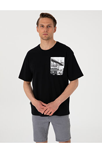 Pierre Cardin Siyah Comfort Fit Bisiklet Yaka Tişört 50310144-VR046