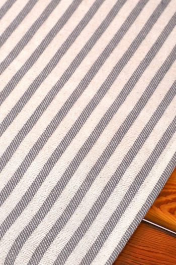 KAMİZ Gray Striped Linen Runner 40X150 cm