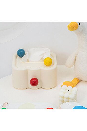 COOYA Cream Colored Tissue Box, Cube Shaped, Suitable for Dresser,Bedside Table,Coffee Table,Office Desk