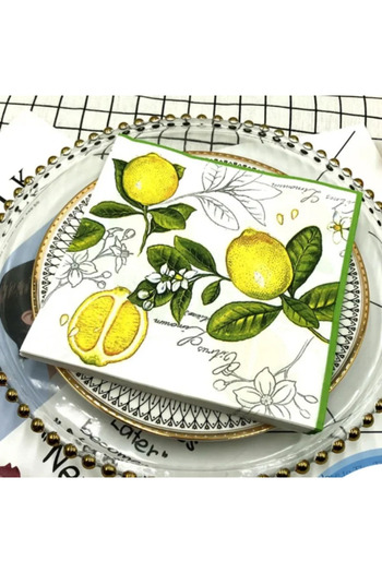Choice 20pcs 20pcs 33*33cm 2-Ply Colourful Wood Pulp Napkins Lemon Style Party Decoration Paper Placemats B
