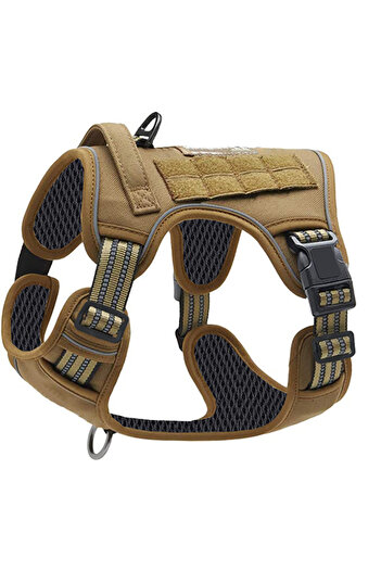 Choice XL Dark Khaki Painless No Pull Large Dog Tactical Harness - Durable Military-Style Vest with Reflect