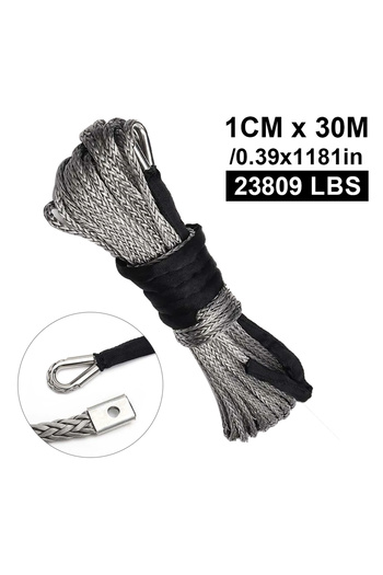 HulitTop 2/5" x 100ft 23000LBS Car Synthetic Winch Rope Line Grey Recovery Cable 4WD ATV Heavy Duty Rope W...