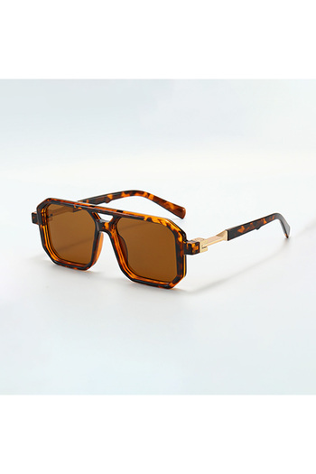 Choice leopard Ladies' Geometric Glasses, Double Bridge Glasses, Thick Heavy Metal Style Square Colored Len
