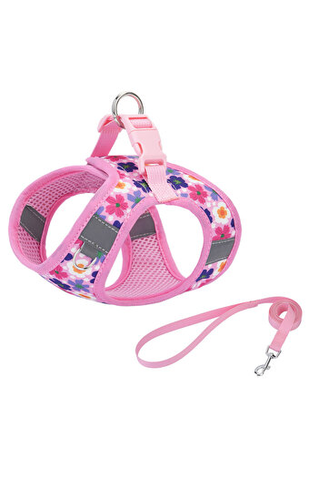 Choice XXS pink HP386--Pet cat & dog printed vest style harness, 360° fit to the pet's body shape, 1.5-mete