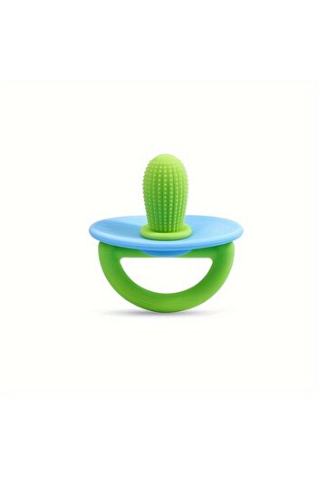 Choice Blue Silicone Teether Ring, Pacifier Type Teething Tool, Soft Molar Stick with Massage Dot