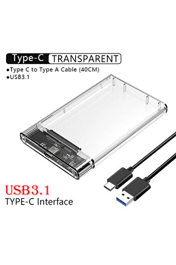 Choice USB3.1(TYPE-C) UTHAI T09 USB3.0/Type C 2.5'' Hard Drive Enclosure Transparent Mobile HDD Box USB3.1