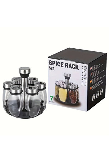 Choice 7pcs set 1/7pcs Spice Jar Set Rack Glass Organizer Rotating Glass Seasoning Sugar Pepper Bottles Sal