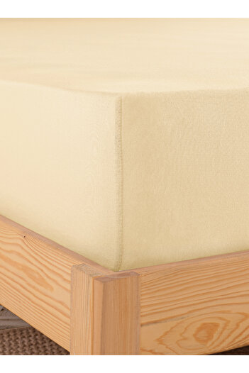 Karden Flower Premium 100% Cotton Double Combed Cotton Elastic Sheet - Cream