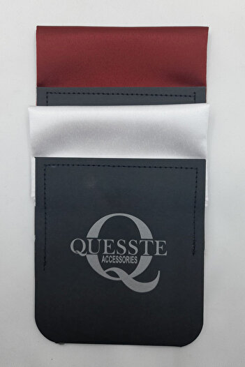 Quesste Accessory Men's Burgundy White Ready Folded Plain Set of 2 Pocket Lapel Handkerchief