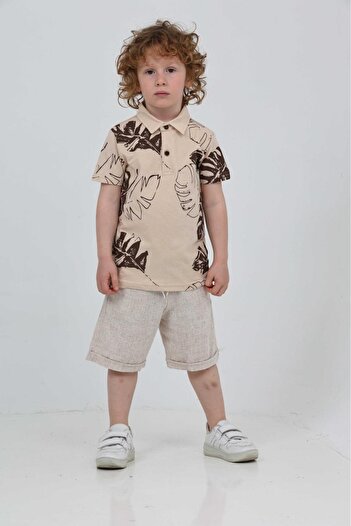 chacharon Boy's Polo Collar Shorts Suit for Boys