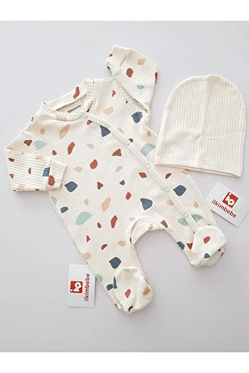 ilkimbebe Patterned Baby Rompers with Booties
