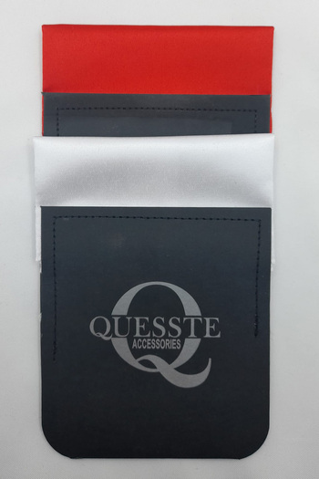 Quesste Accessory Men's Red White Ready Folded Plain Set of 2 Pocket Lapel Handkerchief